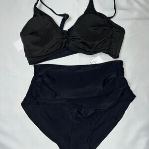 Black high waisted bikini set beachwear